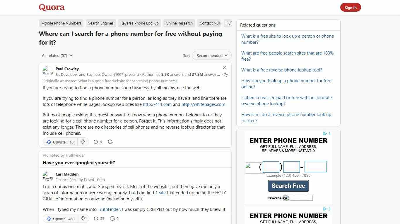 Where can I search for a phone number for free without paying for it? - Quora